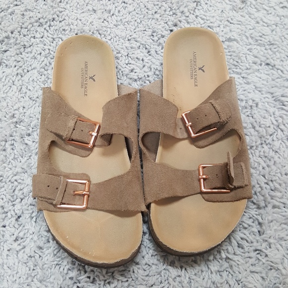 american eagle double buckle sandals
